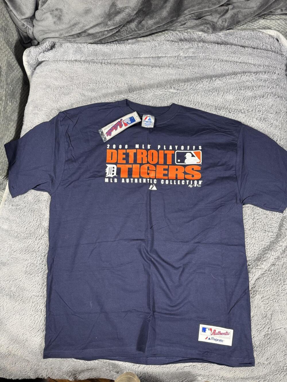 Detroit Tigers Shirt Mens XL Blue MLB Baseball Majestic 2006 Playoffs Graphic